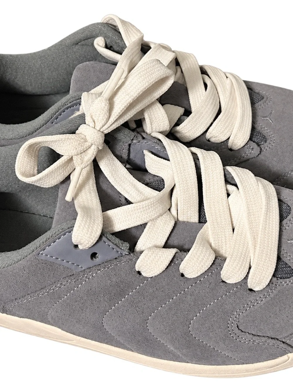 Jordan Men’s Gray Suede Athletic Sneakers with Cream Laces